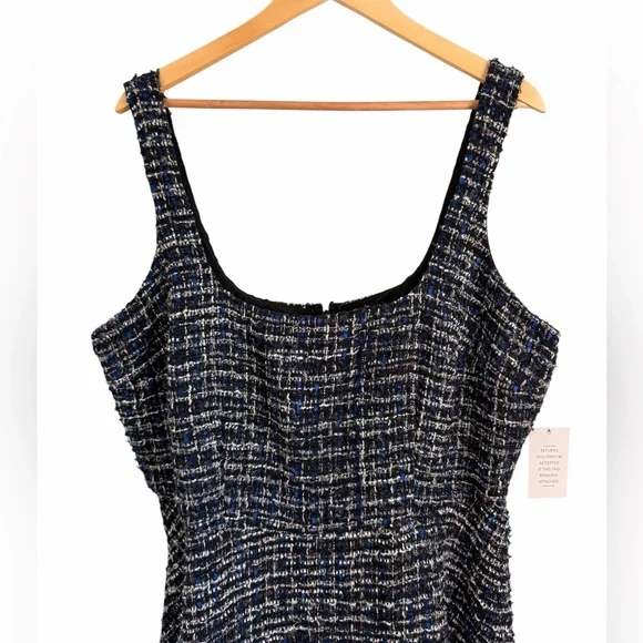 Eloquii Flare Tweed Mini Jumper Blue & Black Fit & Flare Dress Womens Sz 16 NWT - Picture 5 of 10